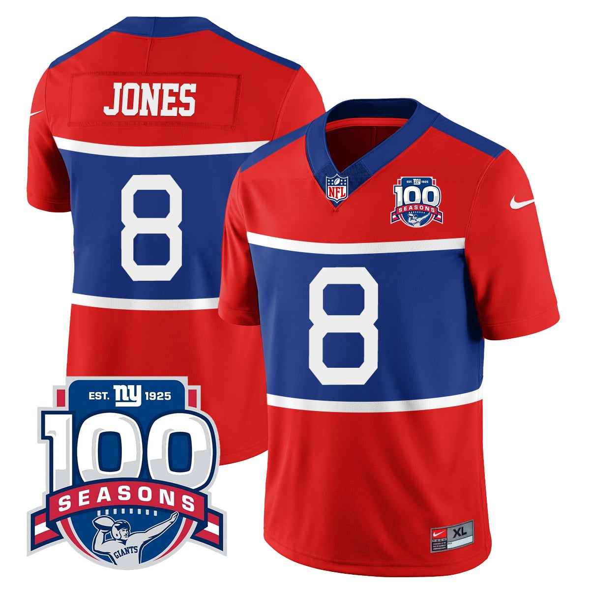 Giants Jones #8 Jersey - Nike Giants Jones #8 100th Season Jersey
