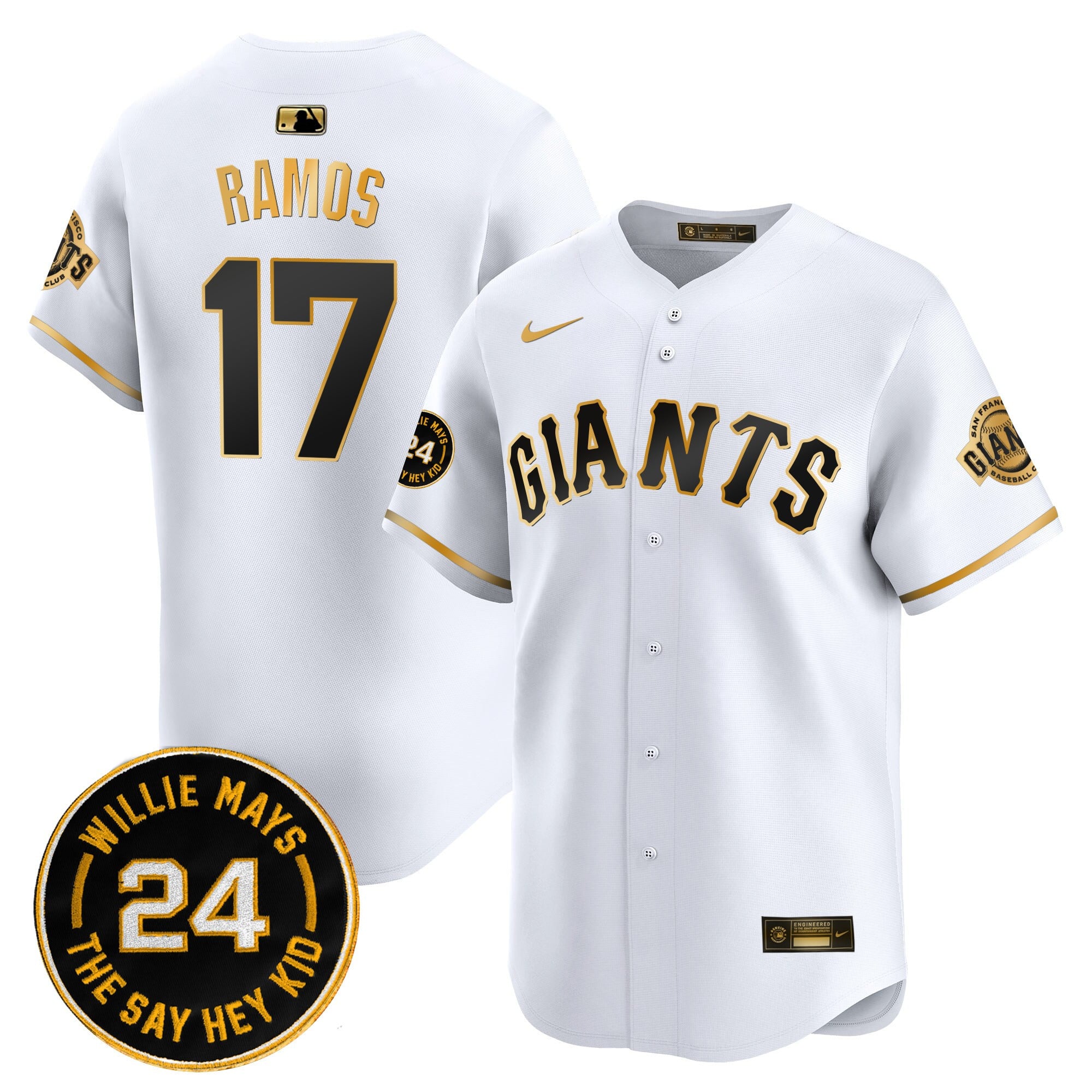 Alternative view of Giants Mays Black Jersey - Nike - San Francisco “Say Hey Kid”