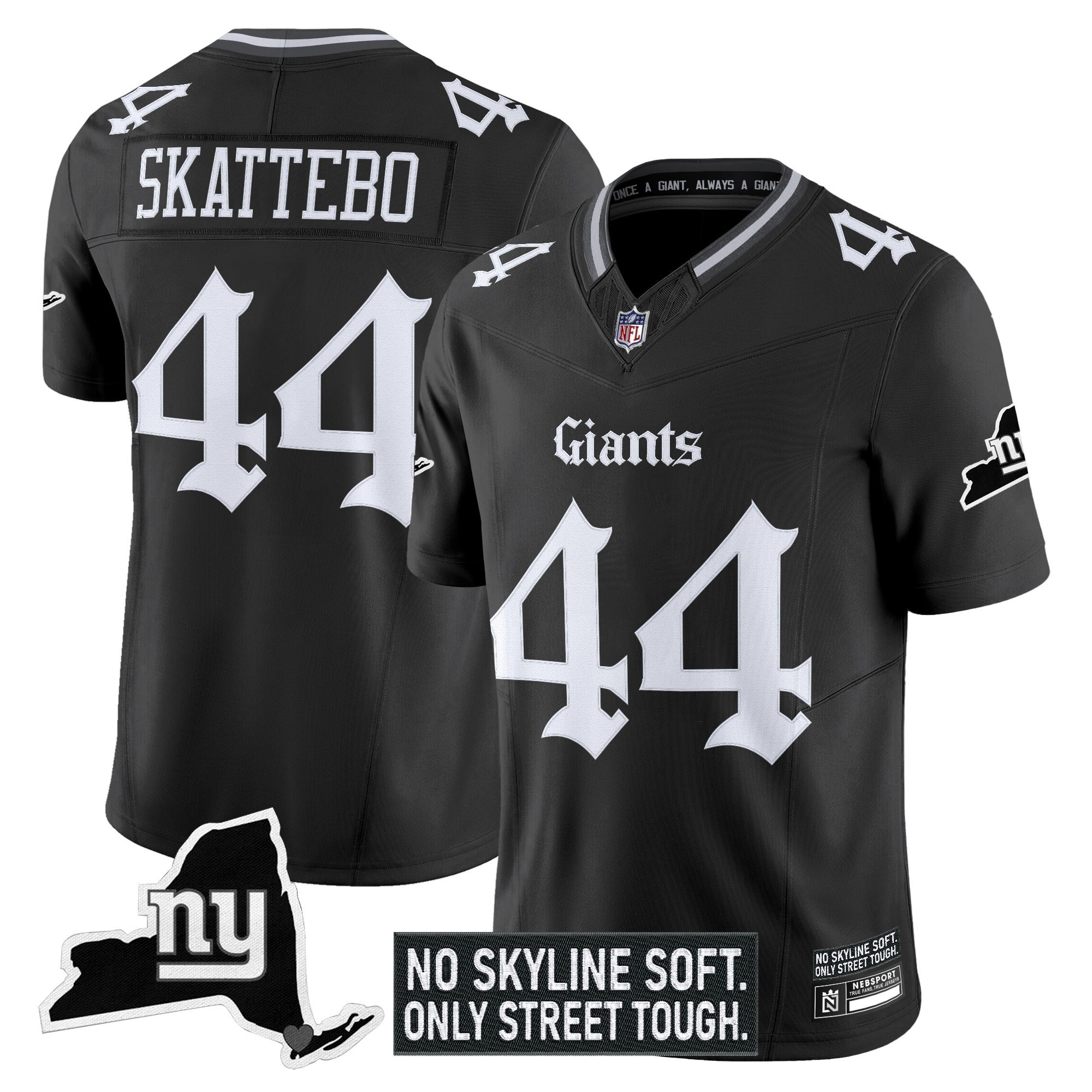 Giants Skattebo Black Jersey - Giants Skattebo #44 Black Jersey - Fan