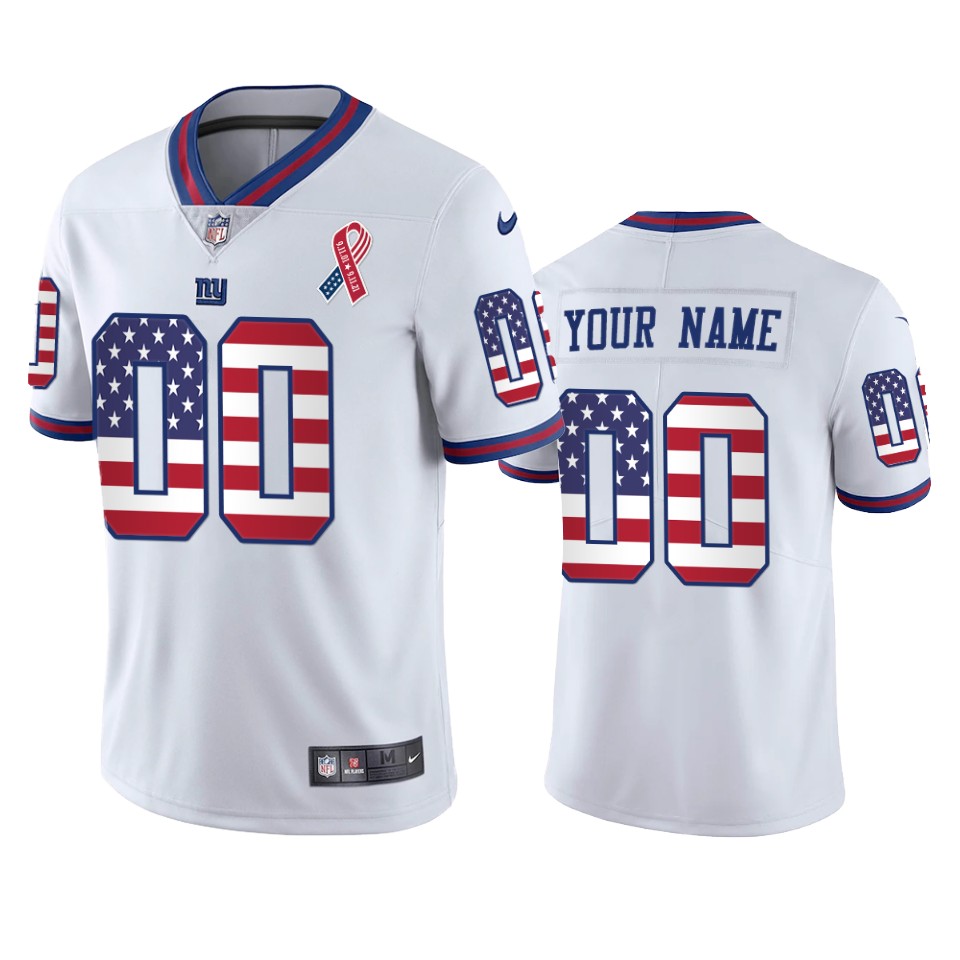 Giants White American Jersey - NY Giants White American Flag Custom