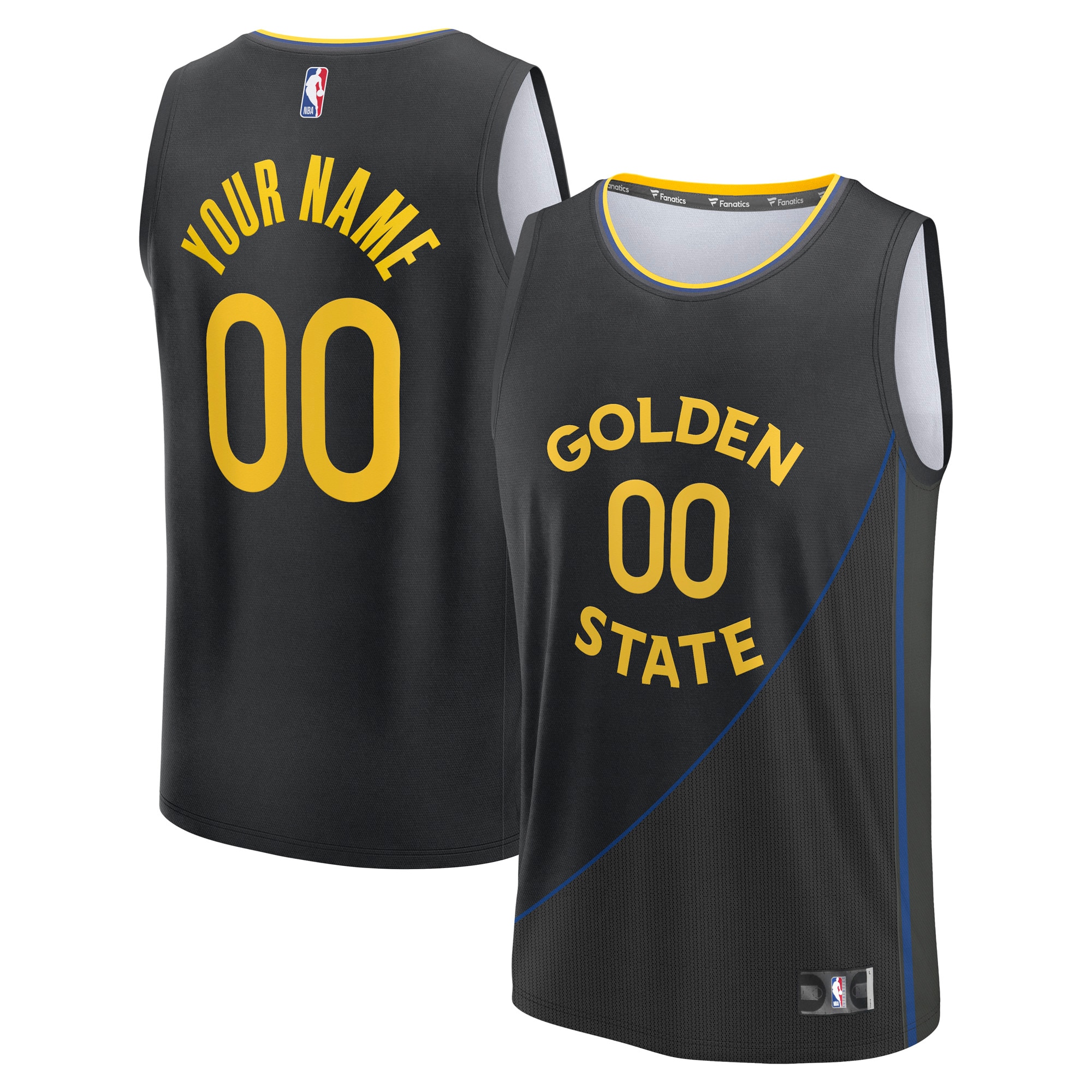 Golden State Warriors Fanatics Youth Fast Break Custom Jersey - Black - Statement Edition