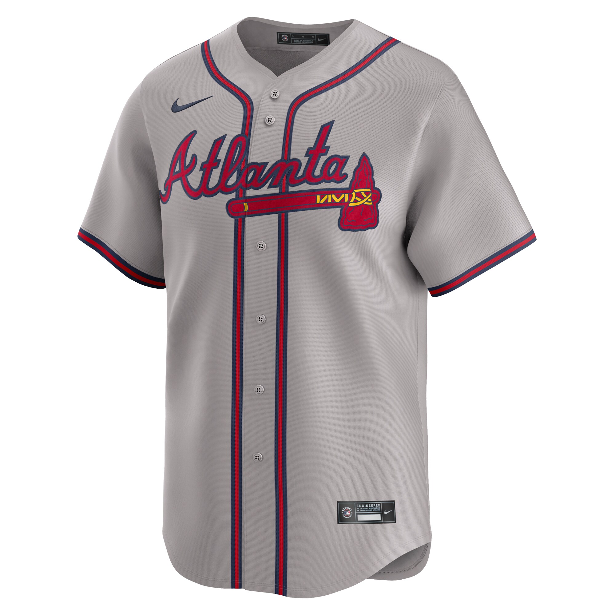 Alternative view of Gray Atlanta Braves Jersey - Nike - Official MLB Gear