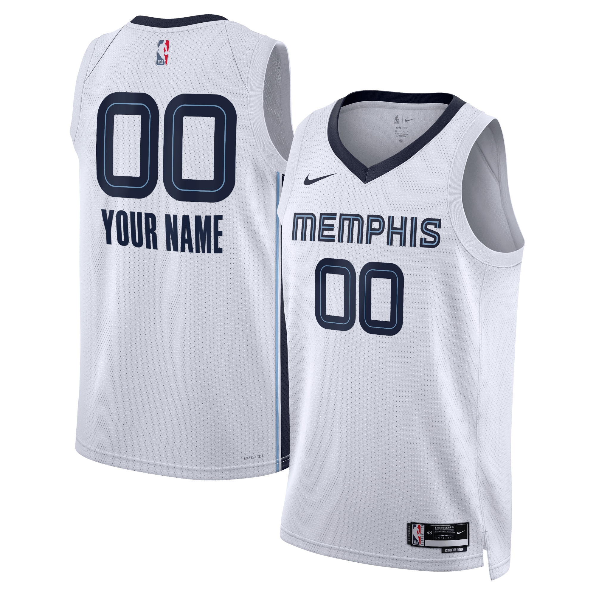 Grizzlies White Association Jersey - Nike - Custom Name/Number