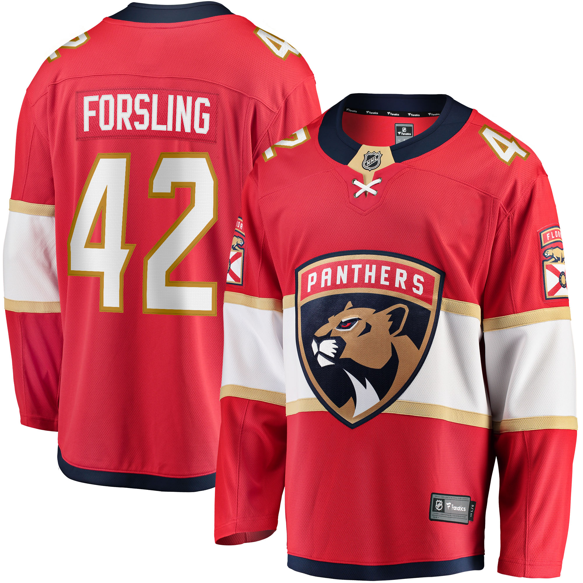 Gustav Forsling Florida Panthers Fanatics Home Breakaway Player Jersey - Red