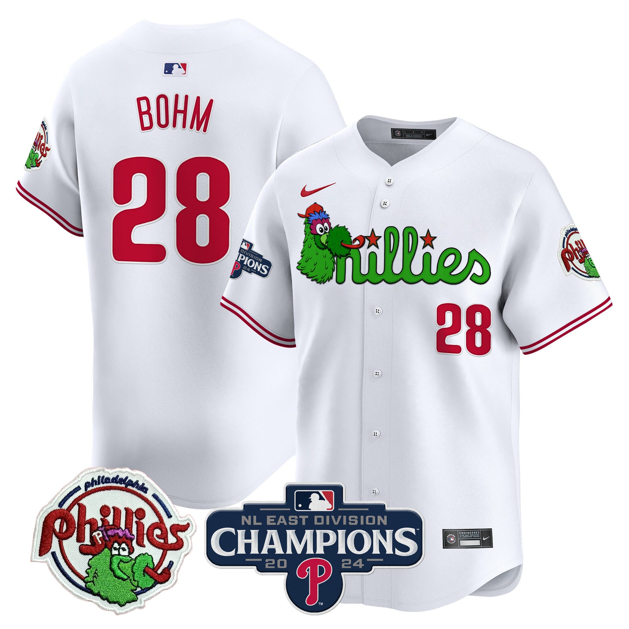 Alternative view of Harper Phillies Mascot Jersey - Nike - White 2024 Champions