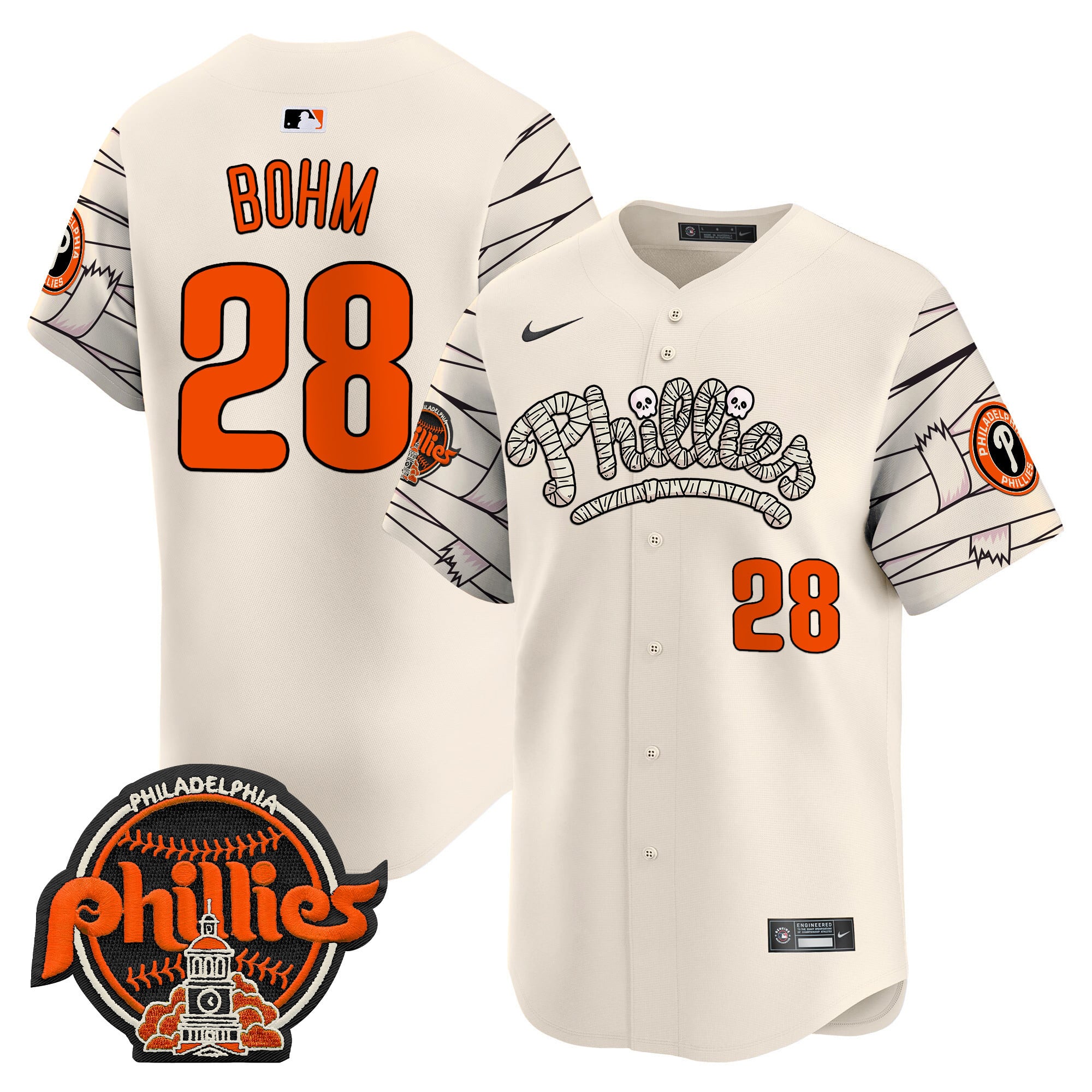Alternative view of Harper Phillies Mummy Jersey - Nike - Cream Halloween Edition