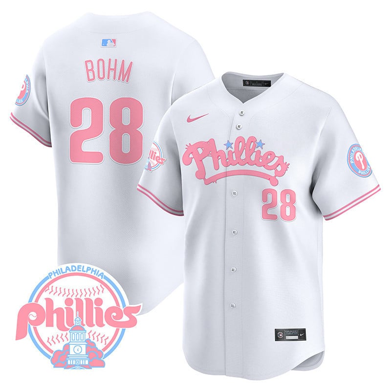Alternative view of Harper Phillies Pink Jersey - Nike Harper Phillies Jersey - White &