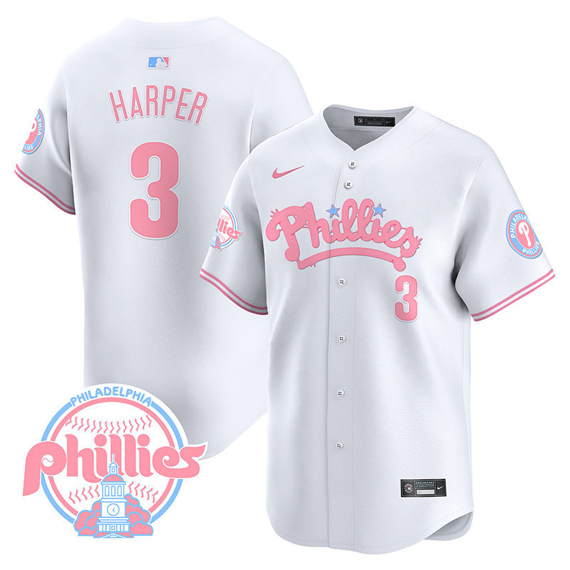 Harper Phillies Pink Jersey - Nike Harper Phillies Jersey - White &