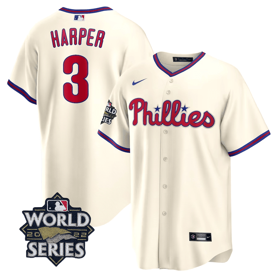 Alternative view of Harper Phillies WS Jersey - Nike - White Pinstripe