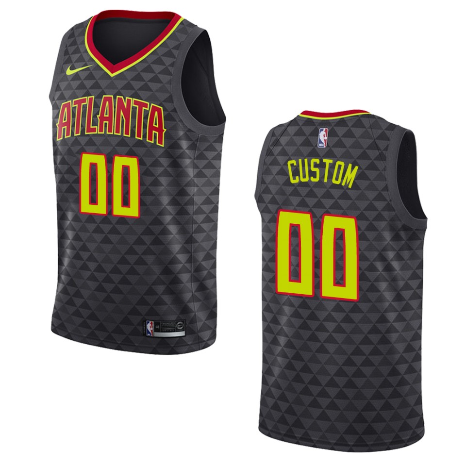 Hawks Custom Black Jersey - Hawks Nike Custom Black Jersey - Geometric