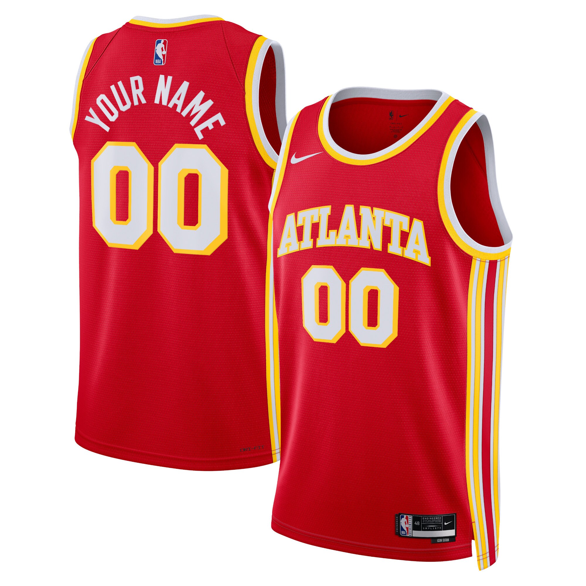 Alternative view of Hawks Custom Red Jersey - Nike Atlanta - Personalized Icon Edition