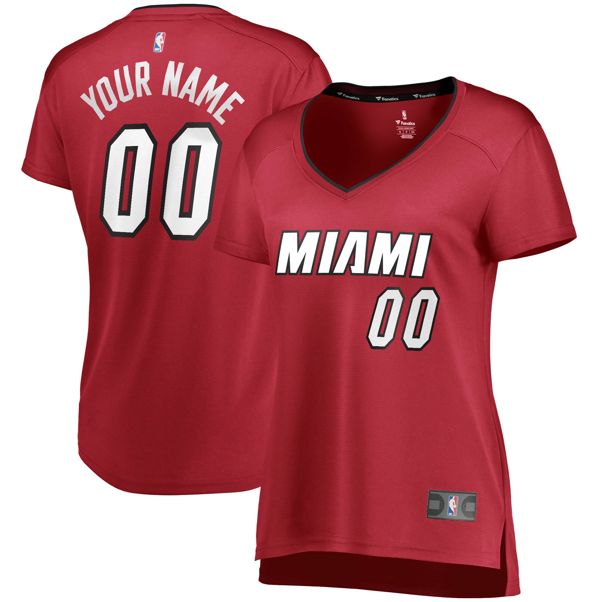 Heat Custom Maroon Jersey - Fanatics Miami - V-Neck Replica