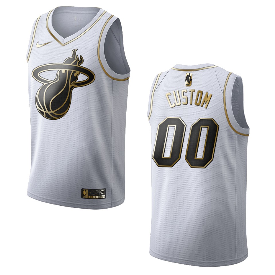 Heat White Golden Custom Jersey - Nike Miami Heat White Golden Edition