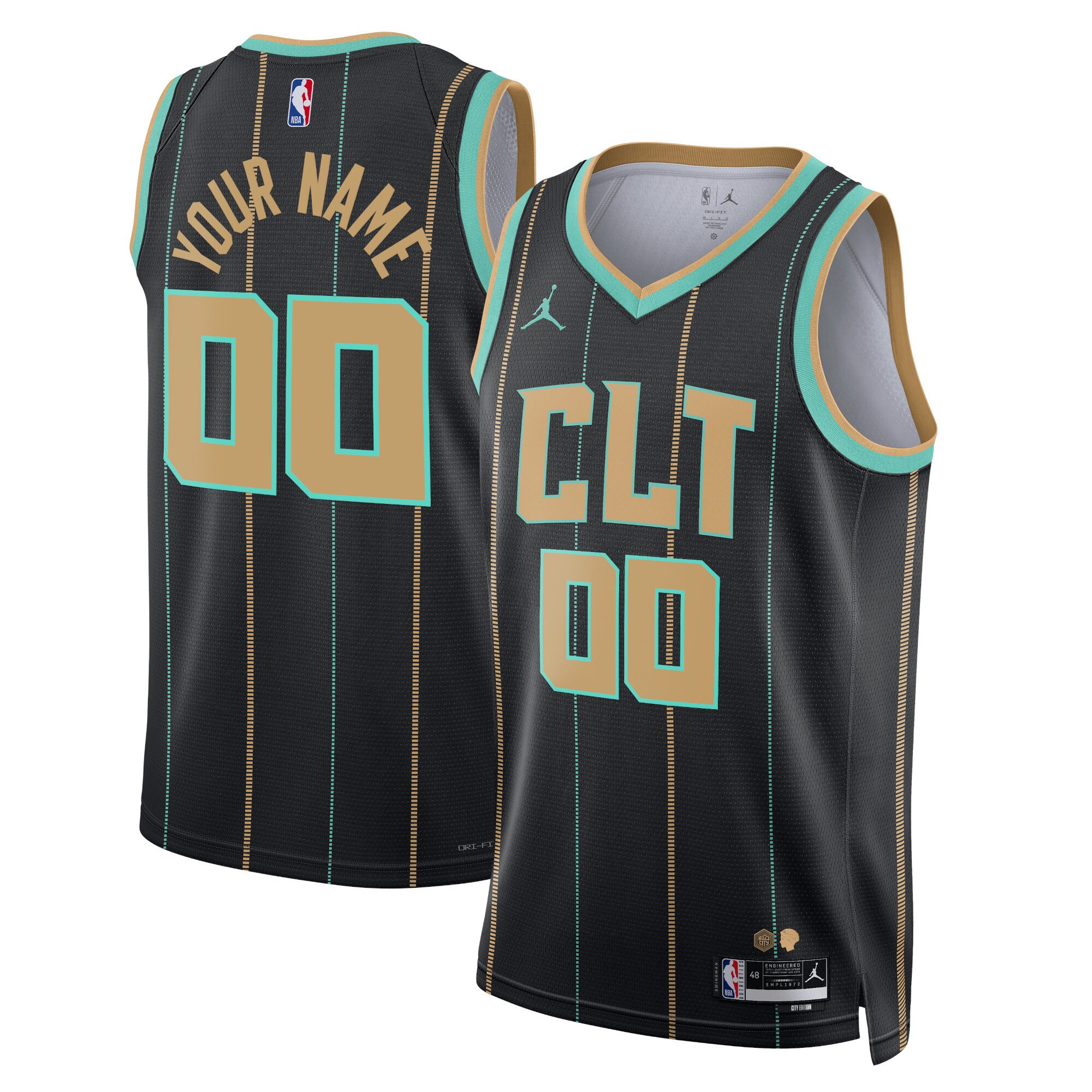 Alternative view of Hornets Black City Edition Jersey - Jordan - Custom Name & Number