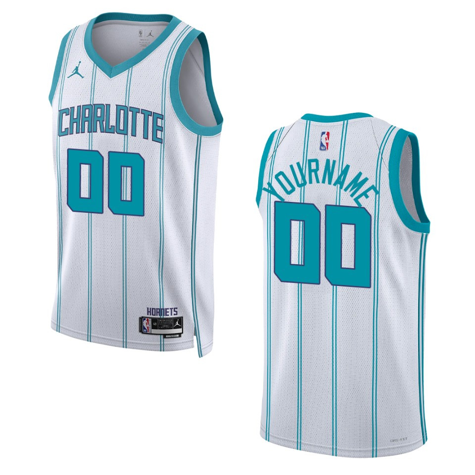 Hornets White Teal Jersey - Jordan Charlotte Hornets White Jersey