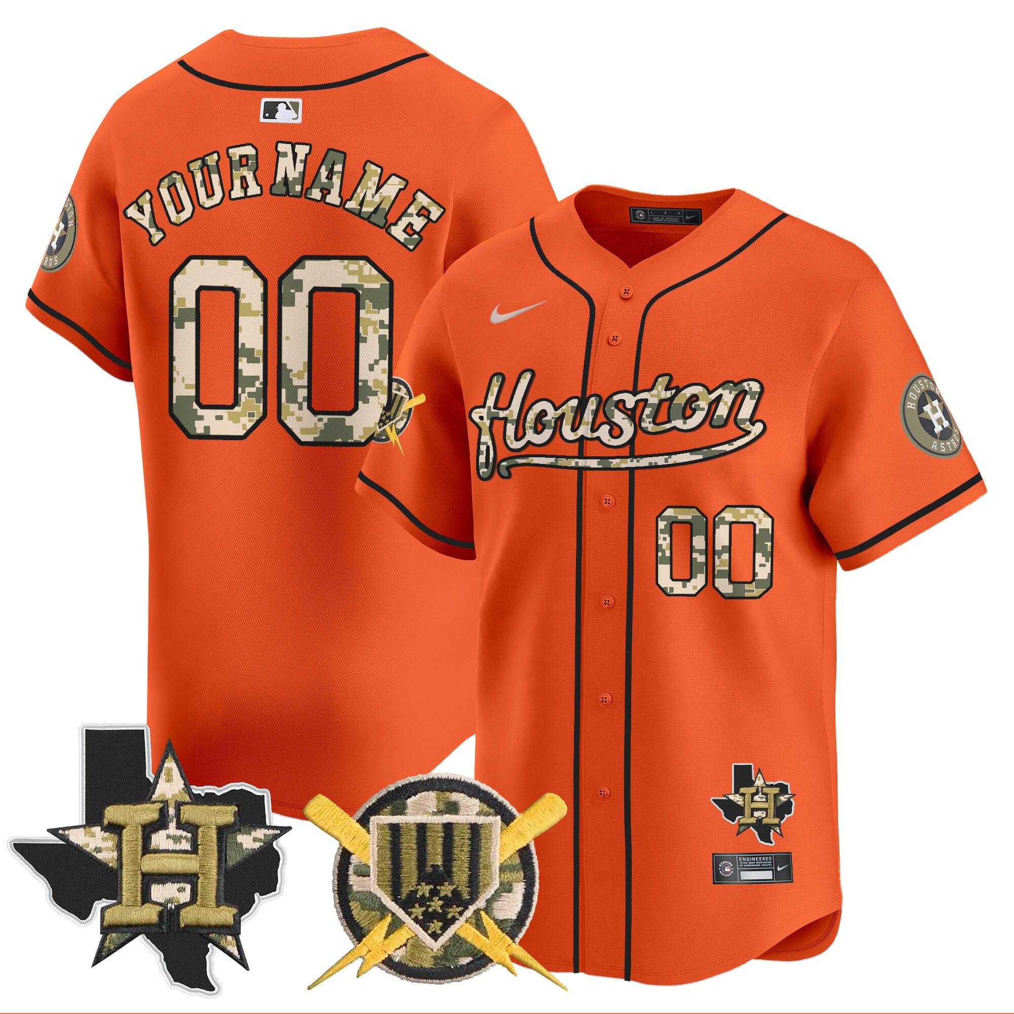 Alternative view of Houston Astros Olive Green Jersey - Nike - Custom Name & Number