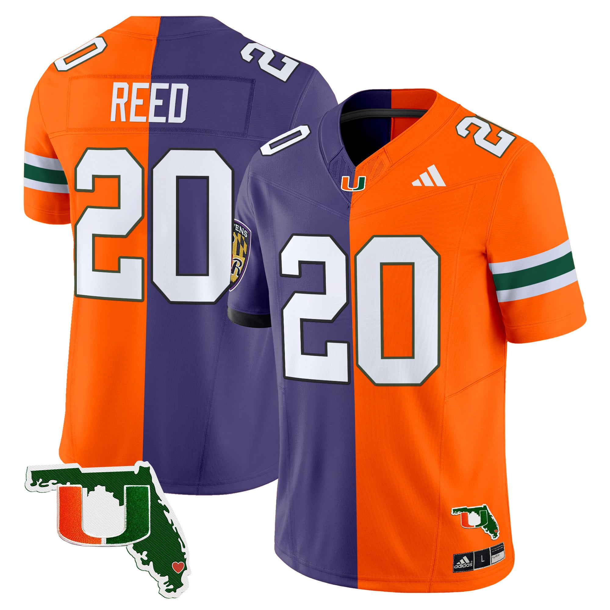 Alternative view of Hurricanes Ravens Split Jersey - Adidas Lewis #52 - Miami