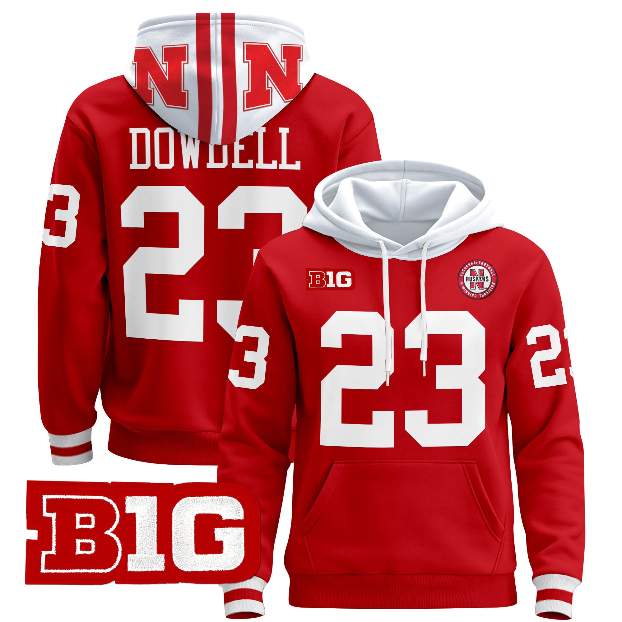 Alternative view of Huskers Raiola #15 Red Hoodie - Nebraska - Fan Gear!