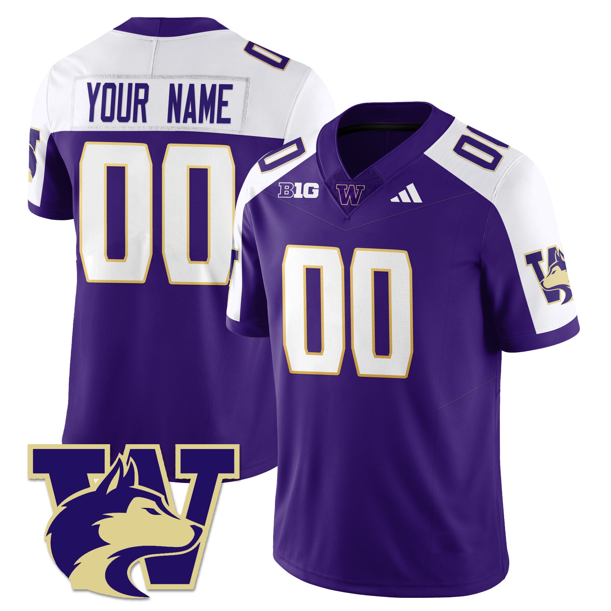 Huskies Purple Football Jersey - Adidas Washington