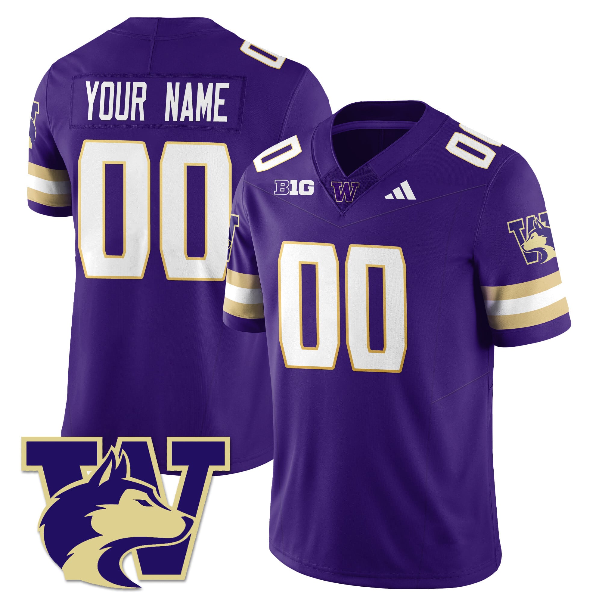 Alternative view of Huskies Purple Football Jersey - Adidas Washington