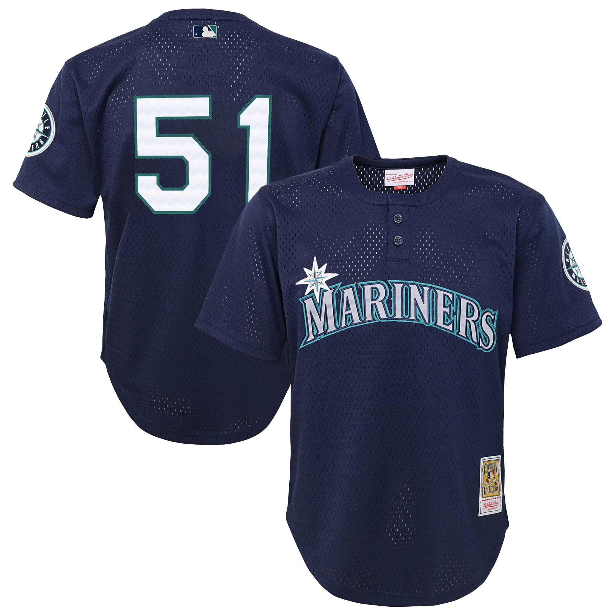 Ichiro Suzuki Seattle Mariners Youth Cooperstown Collection Mesh Batting Practice Jersey - Navy