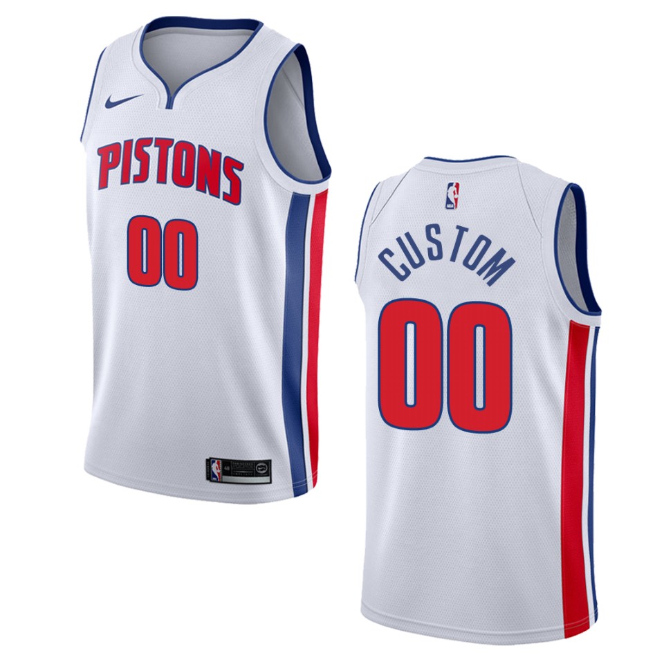 icon Nike Pistons White Custom Jersey - Nike Pistons White Custom