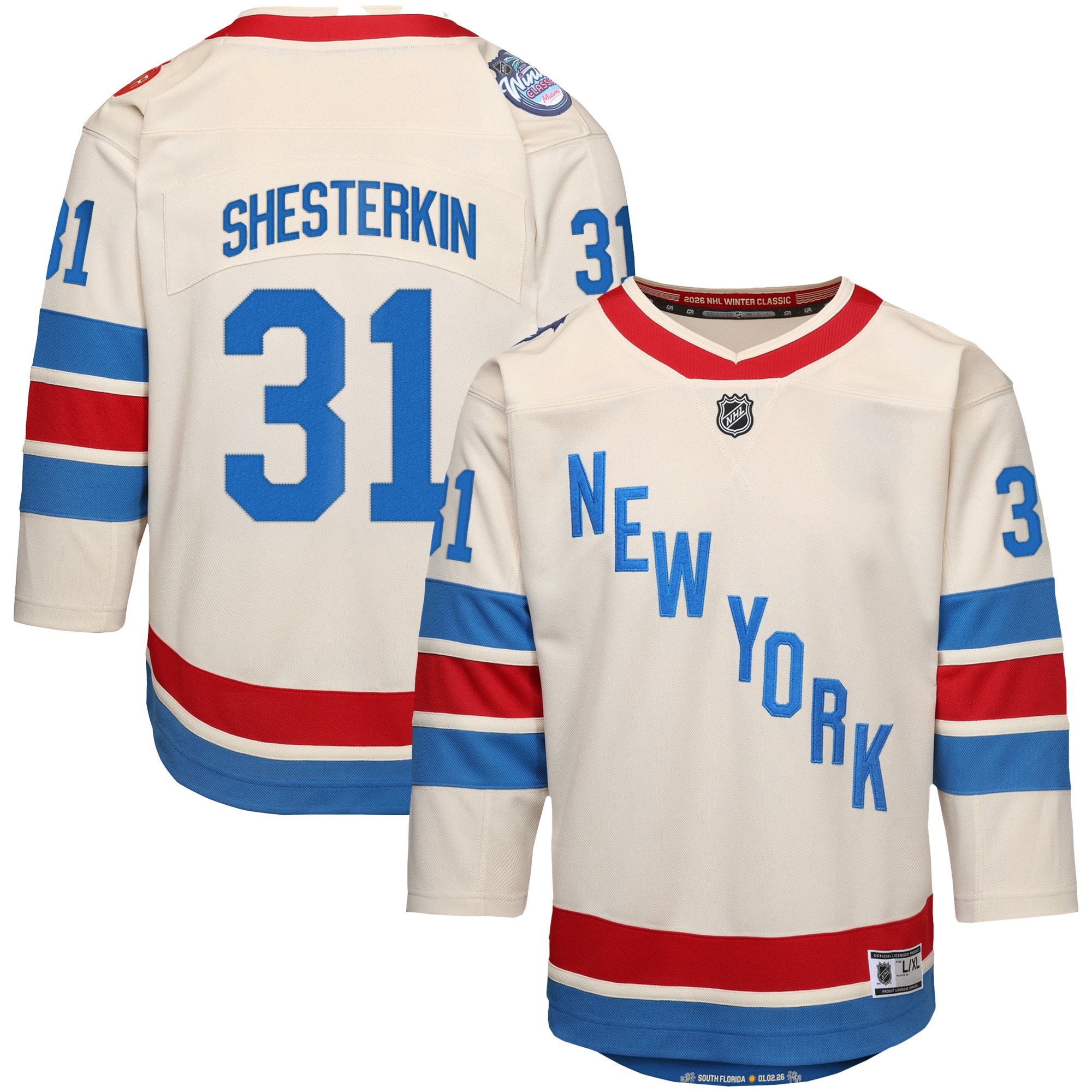 Igor Shesterkin New York Rangers Outerstuff Youth 2026 Winter Classic Premier Jersey - White