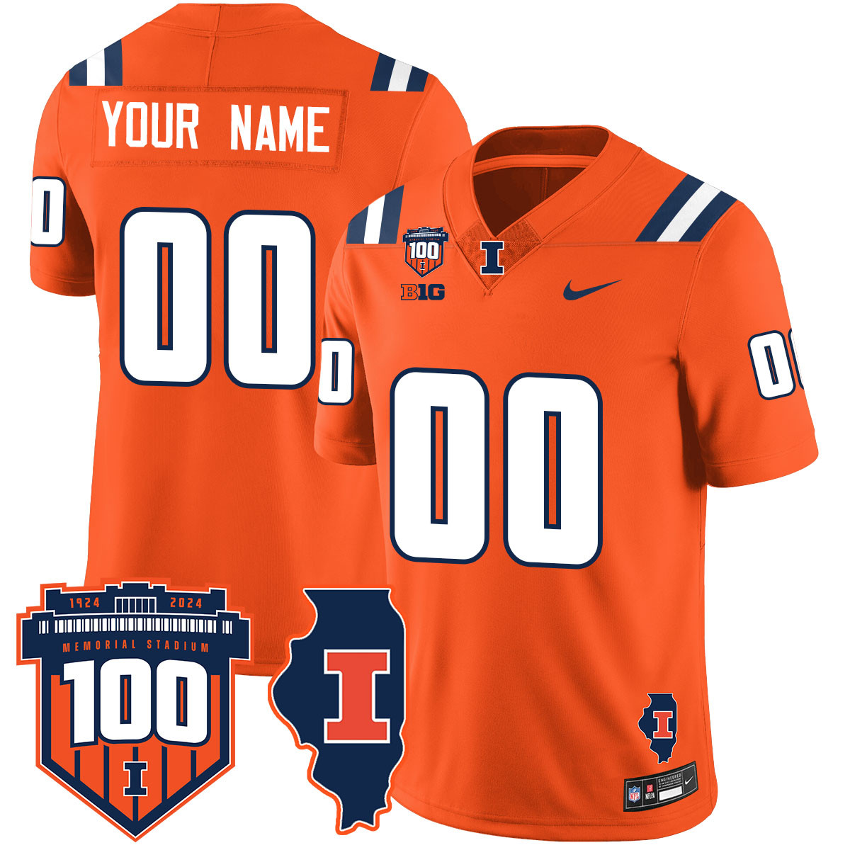 Alternative view of Illinois Fighting Illini Jersey nike - Nike Illinois Fighting Illini