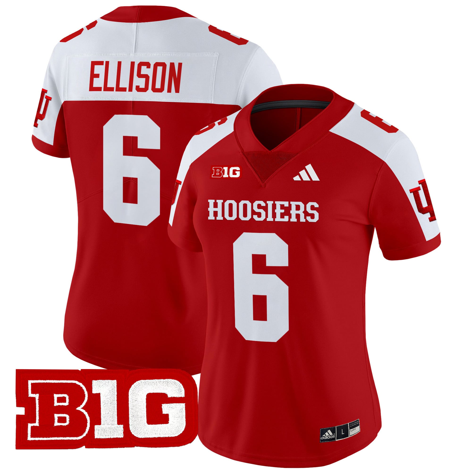 Alternative view of Indiana Hoosiers Rourke #9 Jersey - Adidas - Red Replica