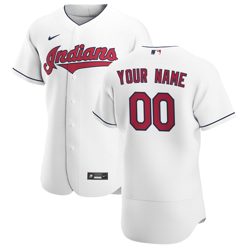 Indians White Custom Jersey nike - Nike Indians White Home Custom