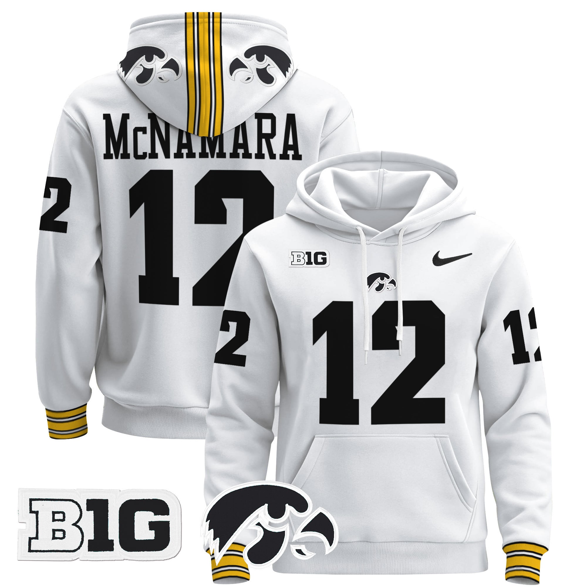 Iowa Hawkeyes McNamara Hoodie - Nike Iowa Hawkeyes McNamara #12 White