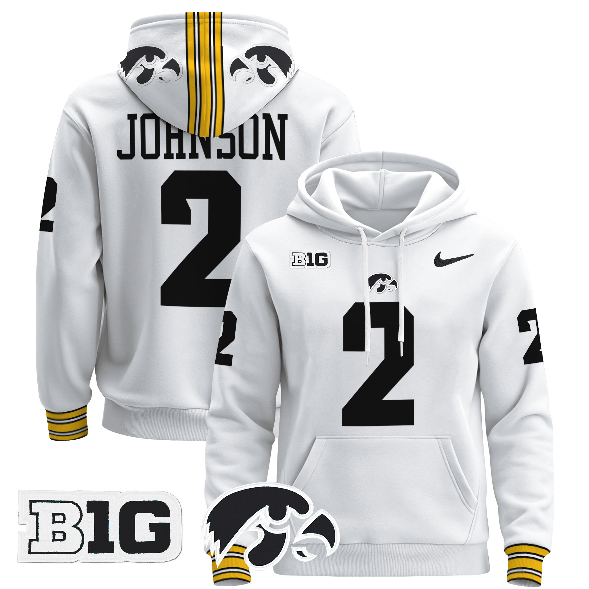 Alternative view of Iowa Hawkeyes McNamara Hoodie - Nike Iowa Hawkeyes McNamara #12 White