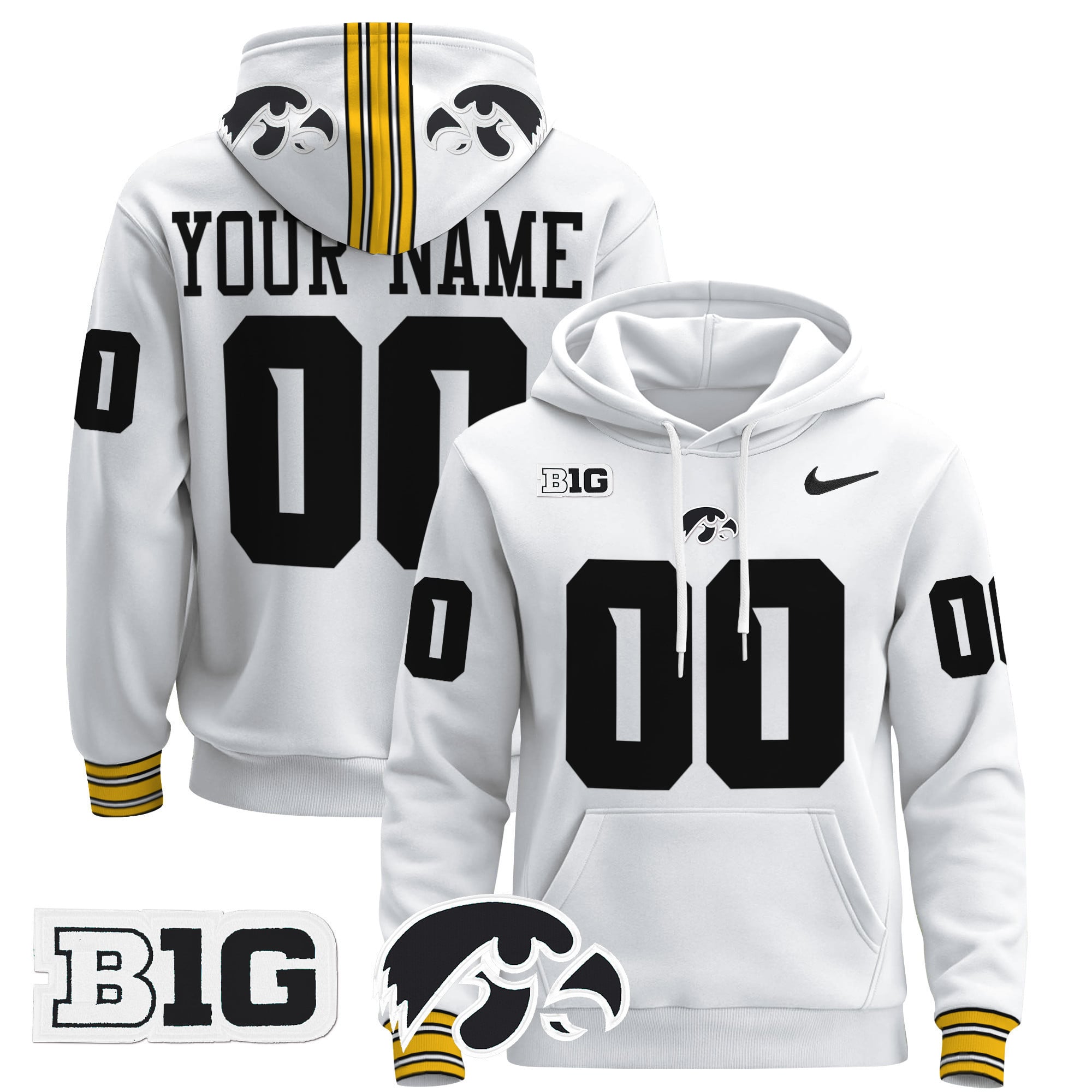 Iowa Hawkeyes White Hoodie - Iowa Hawkeyes Nike White Hoodie