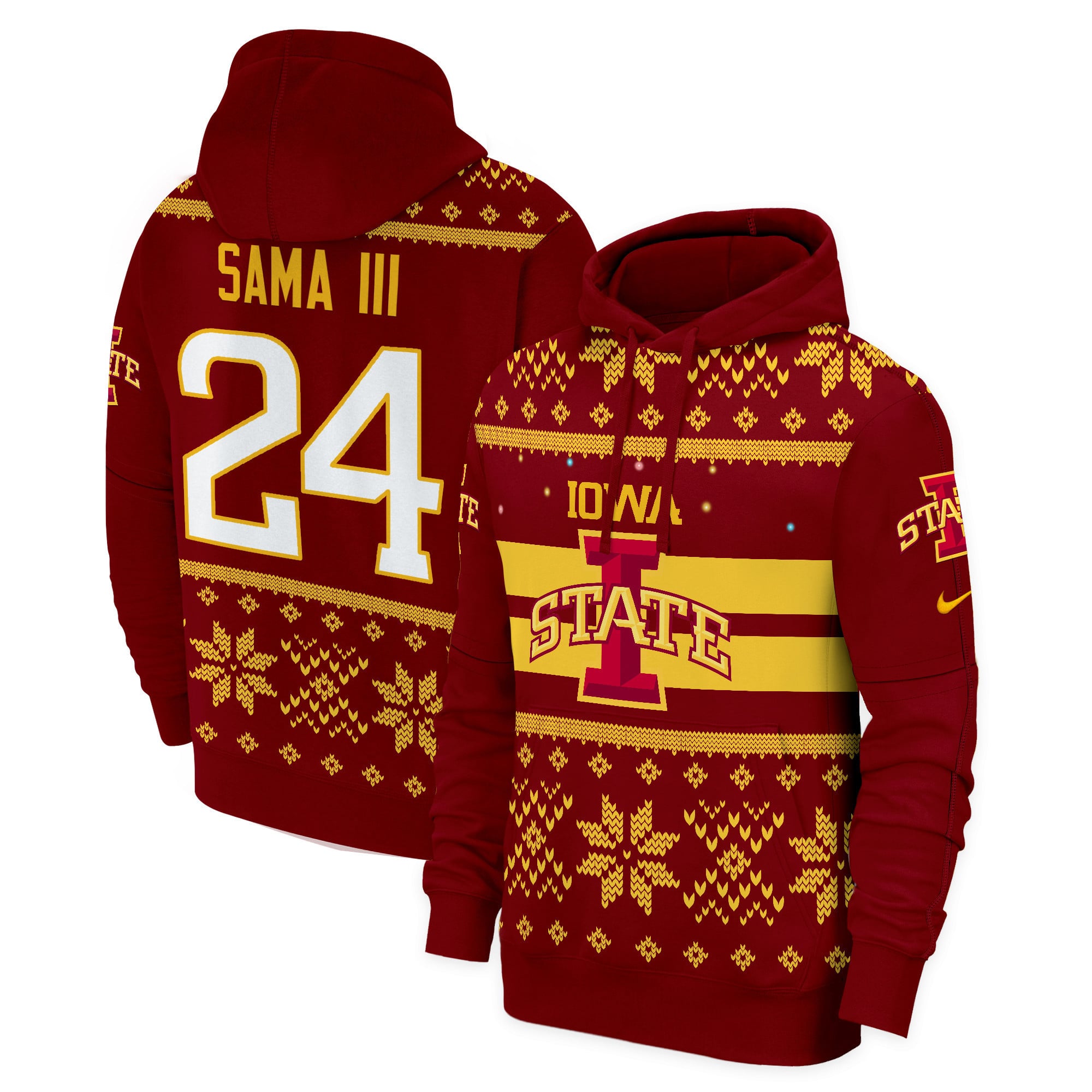 Alternative view of Iowa State Holiday Hoodie - Nike Iowa State Becht #3 Maroon Holiday