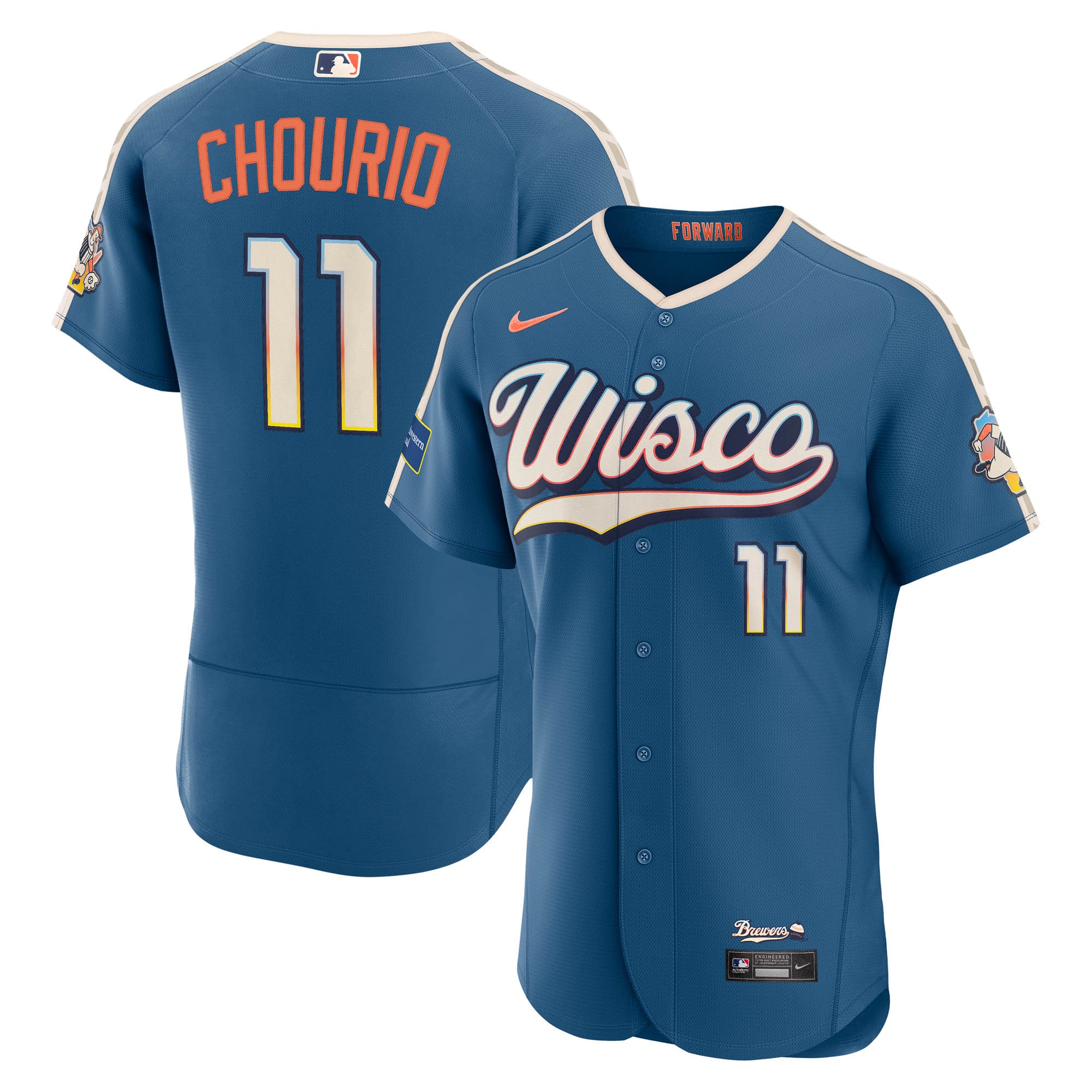 Jackson Chourio Milwaukee Brewers 2026 City Connect Sponsor Patch Jersey - Mineral Blue