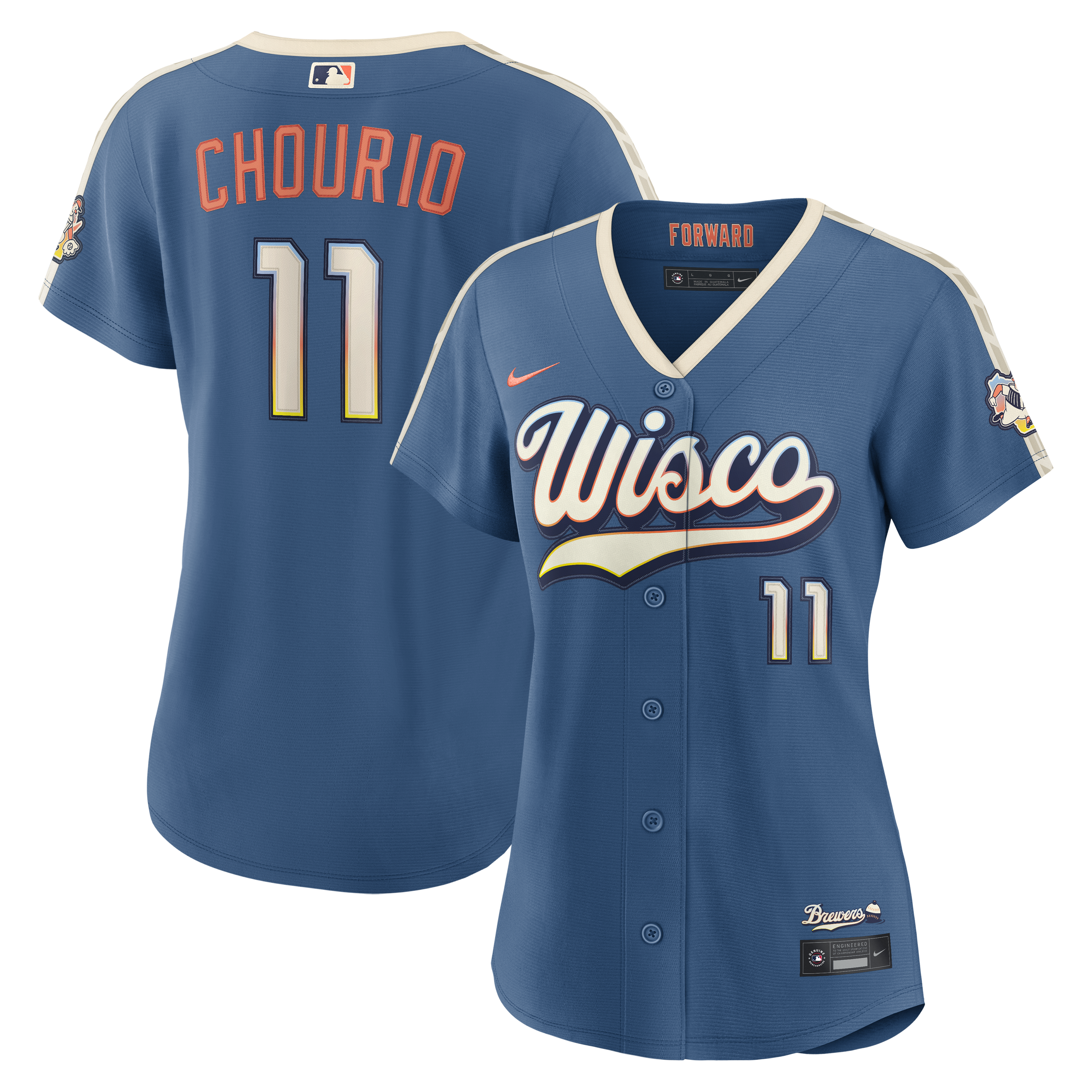 Jackson Chourio Milwaukee Brewers Women's 2026 City Connect Stadium Jersey - Mineral Blue