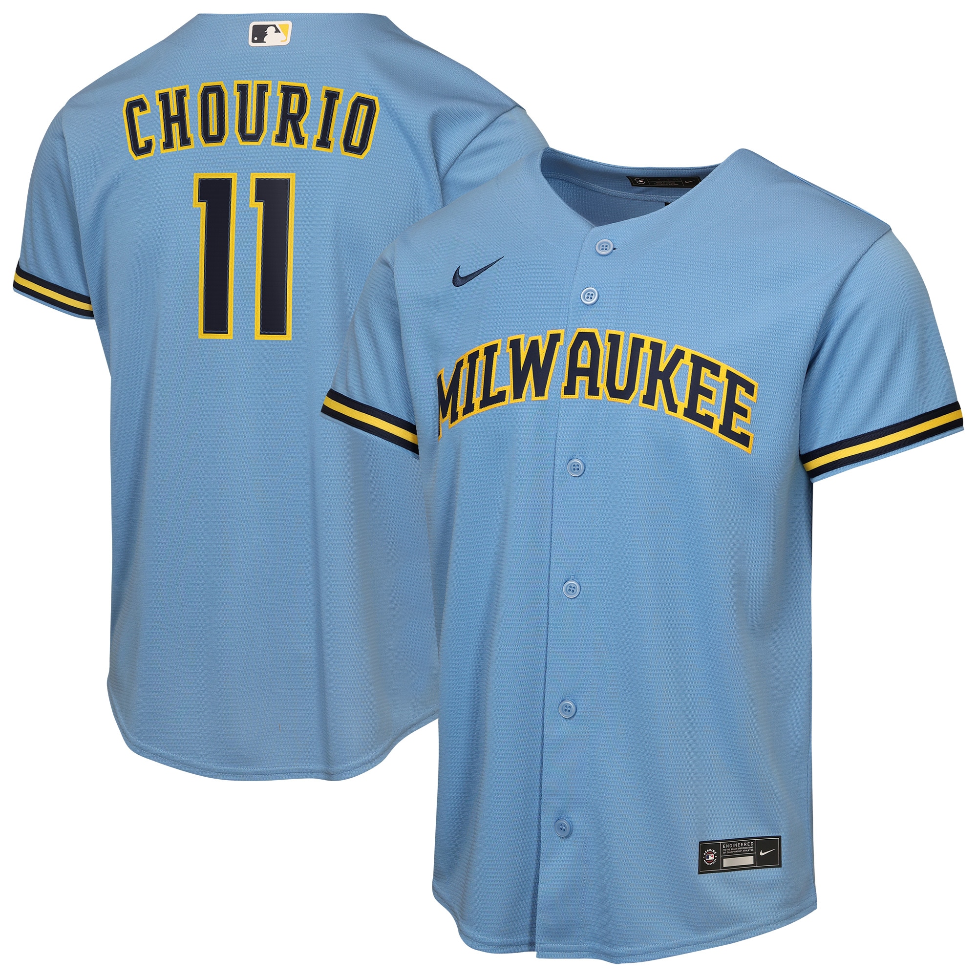 Jackson Chourio Milwaukee Brewers Youth Road Jersey - Light Blue