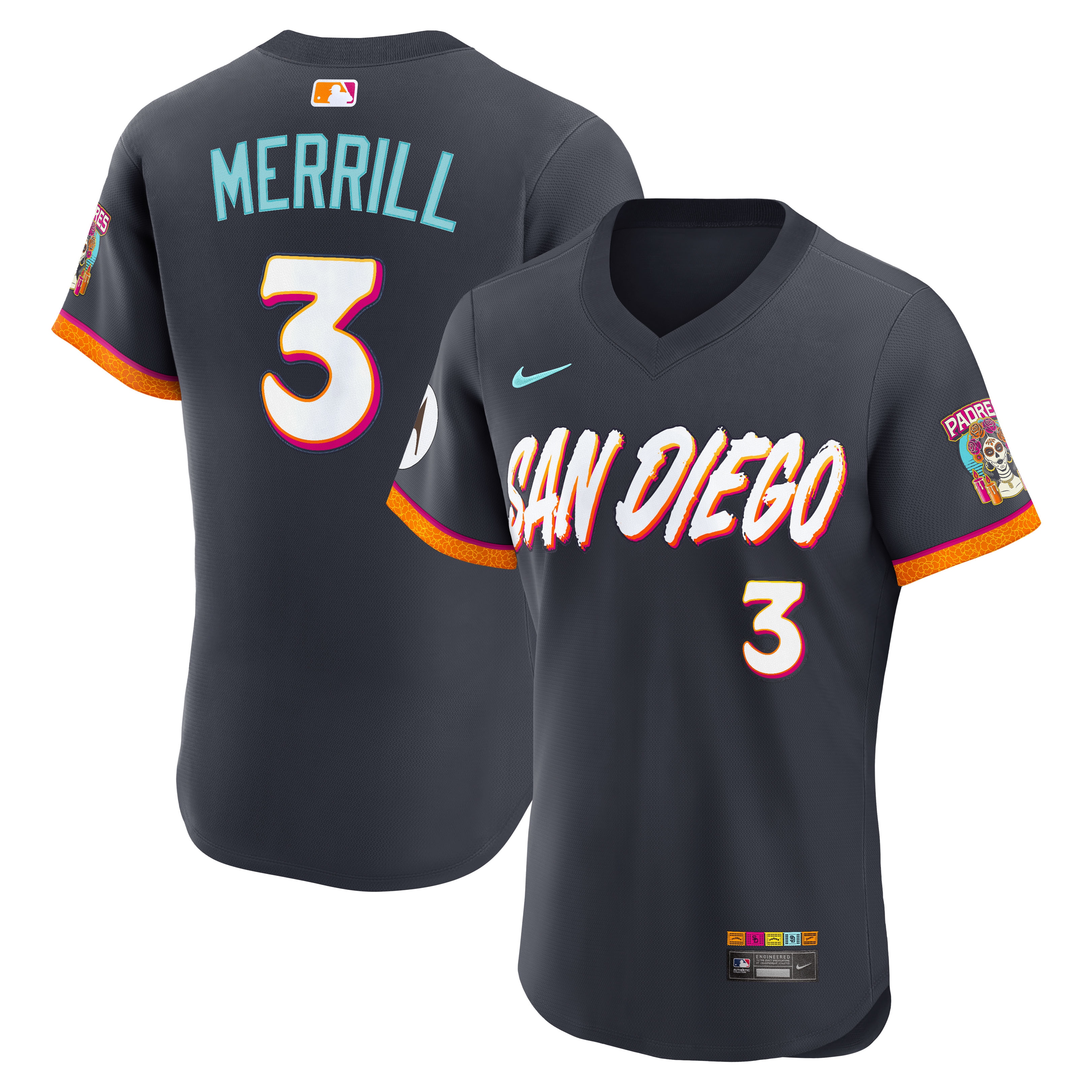 Jackson Merrill San Diego Padres 2026 City Connect Sponsor Patch Jersey - Obsidian
