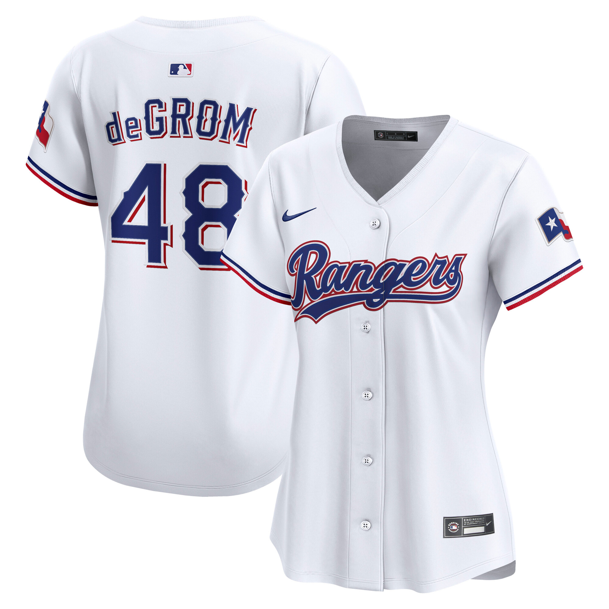 Jacob deGrom Texas Rangers Women's Home Limited Player Jersey - White