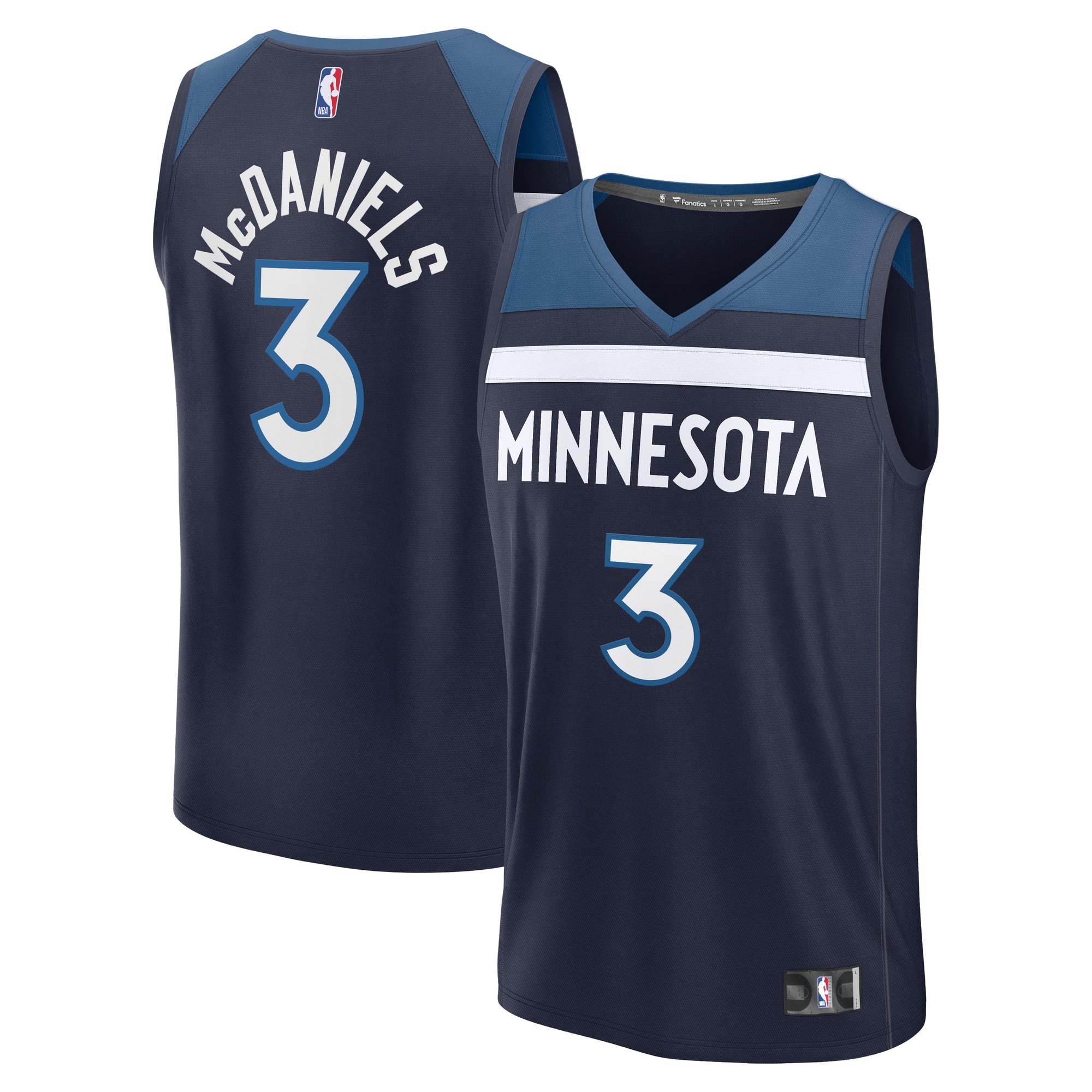 Jaden McDaniels Minnesota Timberwolves Fanatics Fast Break Jersey - Icon Edition - Navy