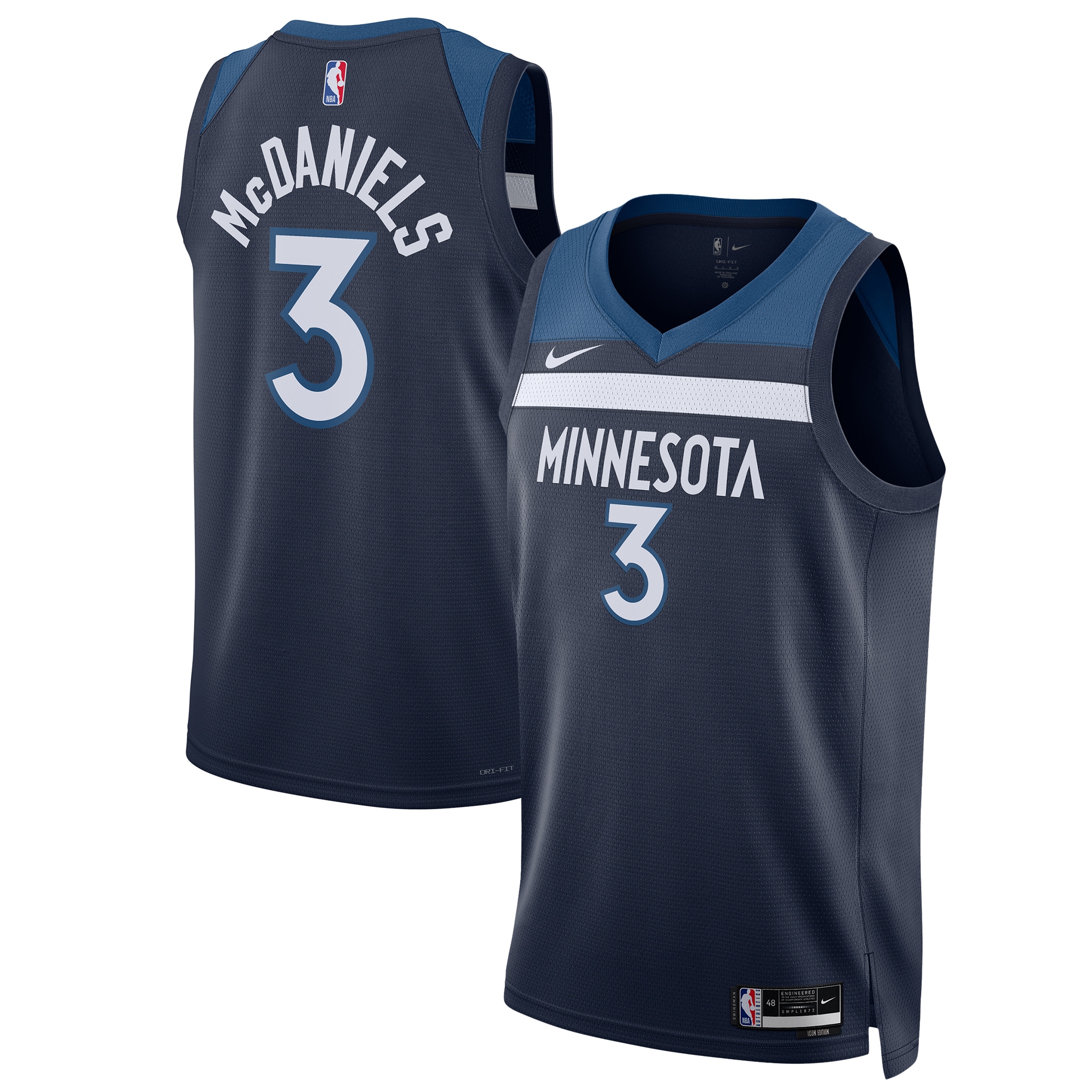 Jaden McDaniels Minnesota Timberwolves Unisex Swingman Player Jersey - Icon Edition - Navy