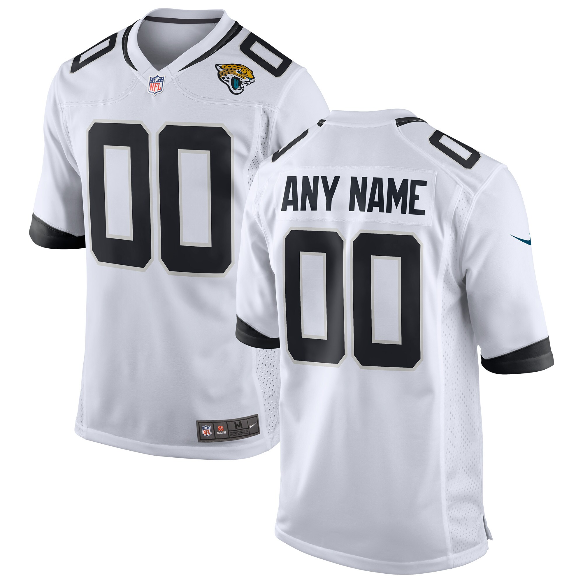 Jaguars White Black Jersey - Nike Jaguars White & Black Custom Jersey