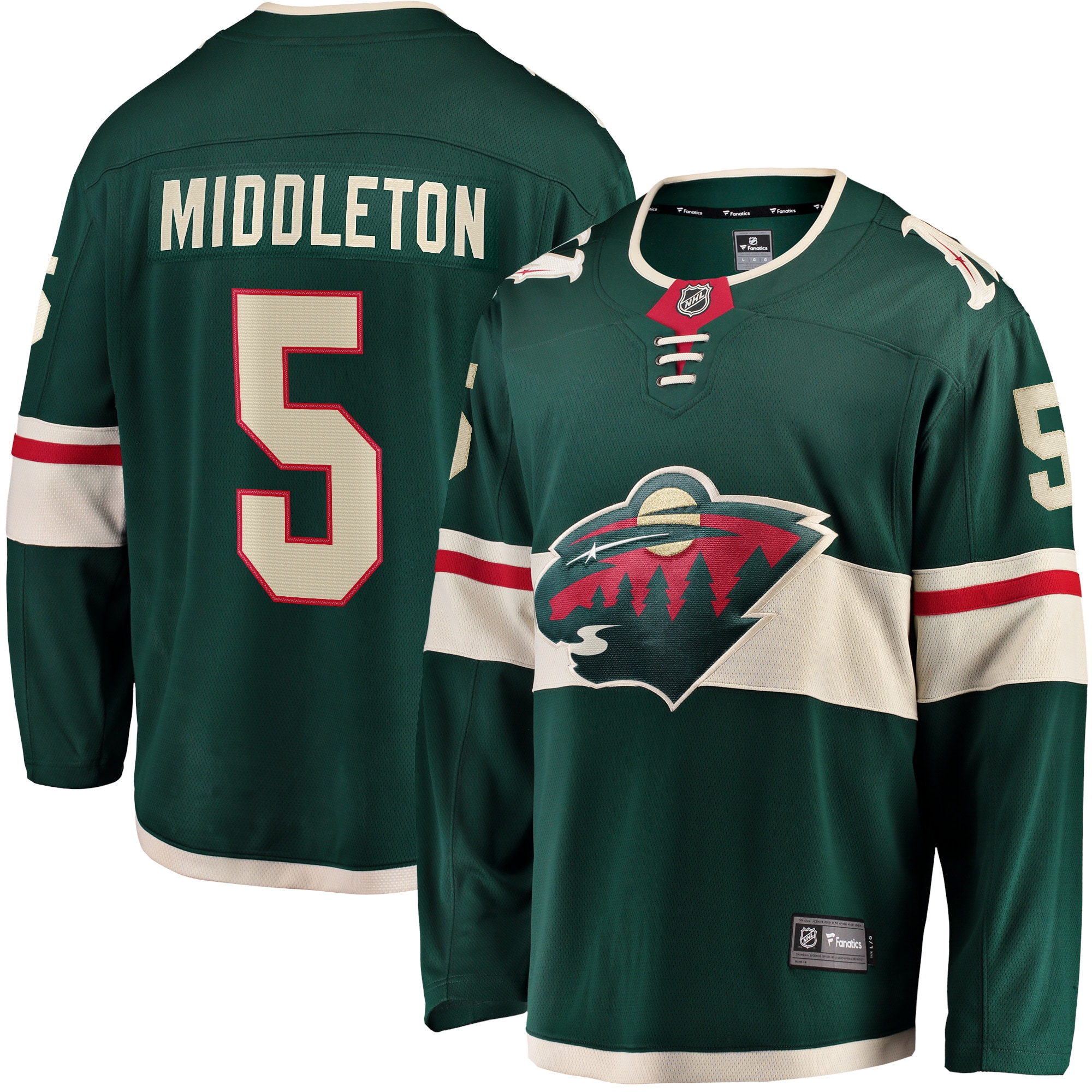 Jake Middleton Minnesota Wild Fanatics Home Breakaway Player Jersey - Green