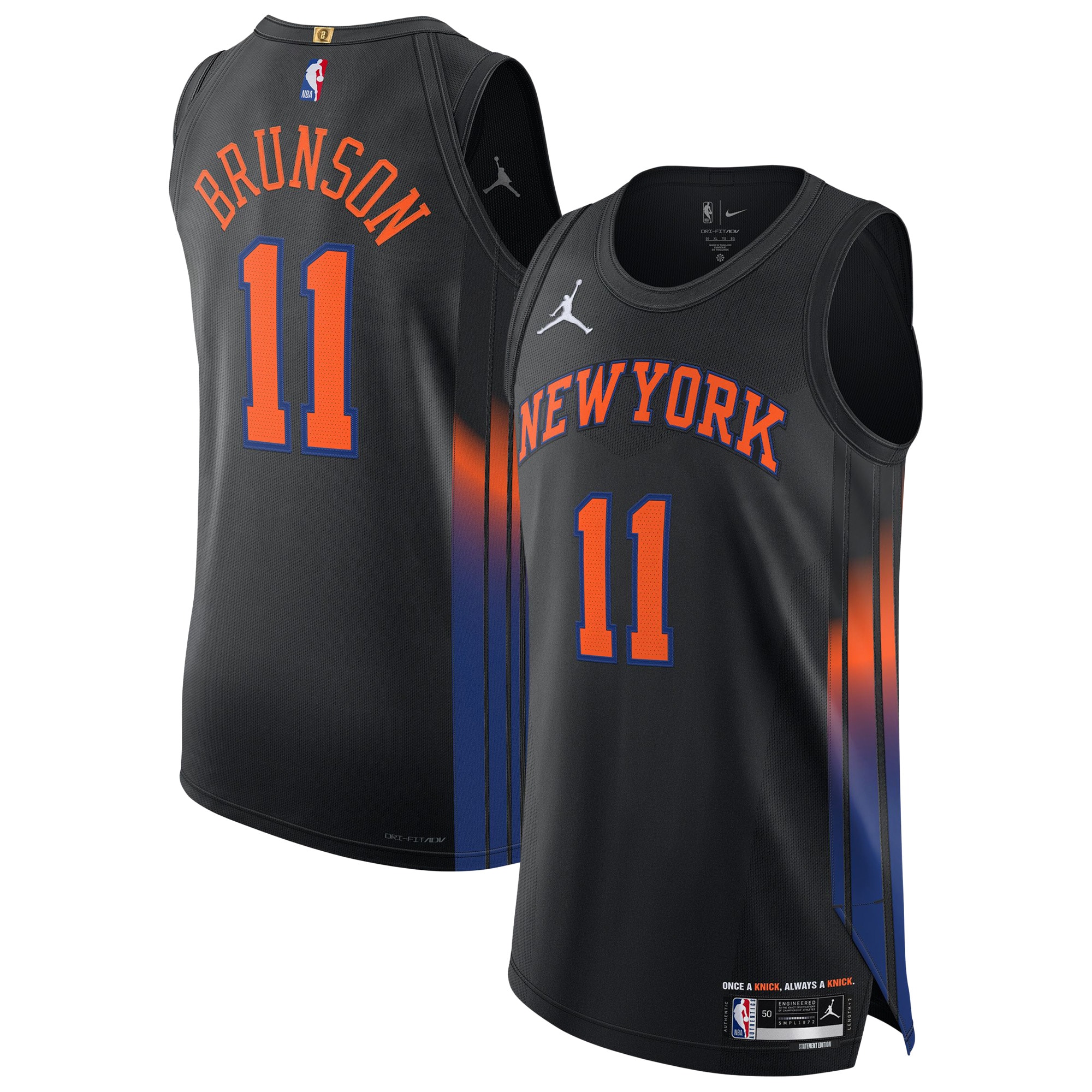 Jalen Brunson New York Knicks Jordan Brand Unisex Jersey - Statement Edition - Black