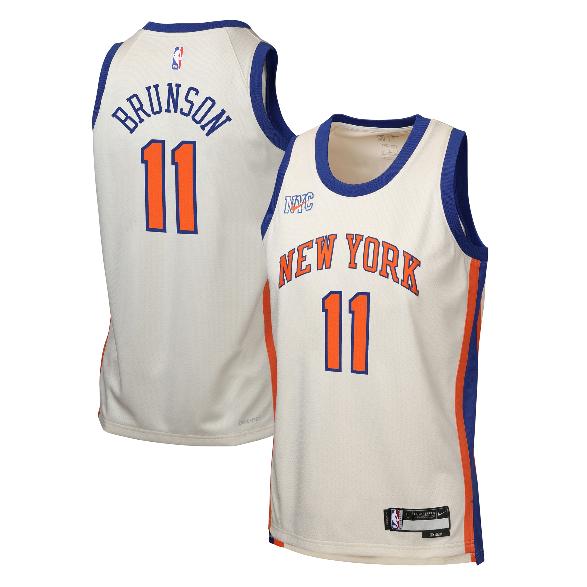 Jalen Brunson New York Knicks Youth 2025/26 City Edition Swingman Jersey - Cream