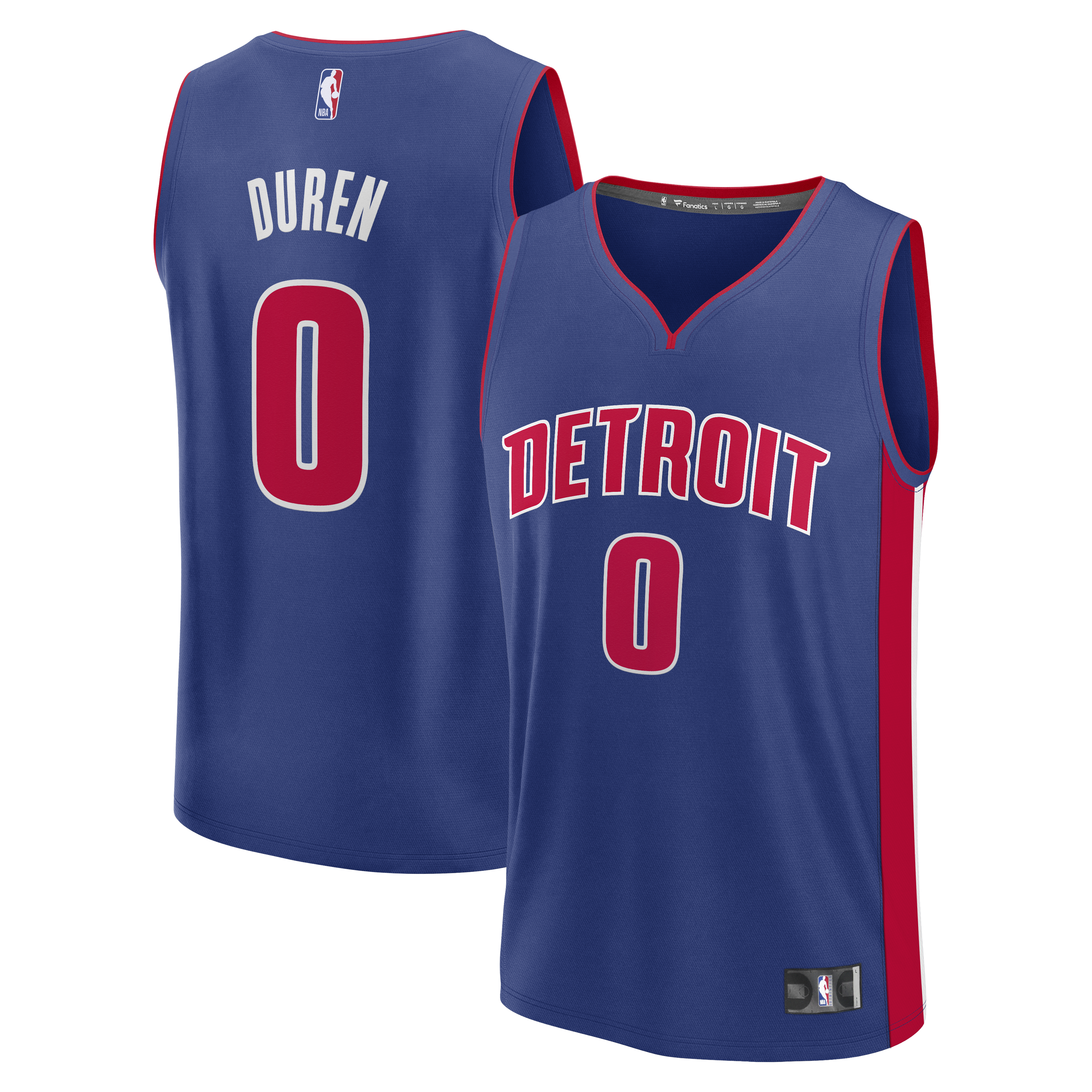 Jalen Duren Detroit Pistons Fanatics Fast Break Jersey - Icon Edition - Blue