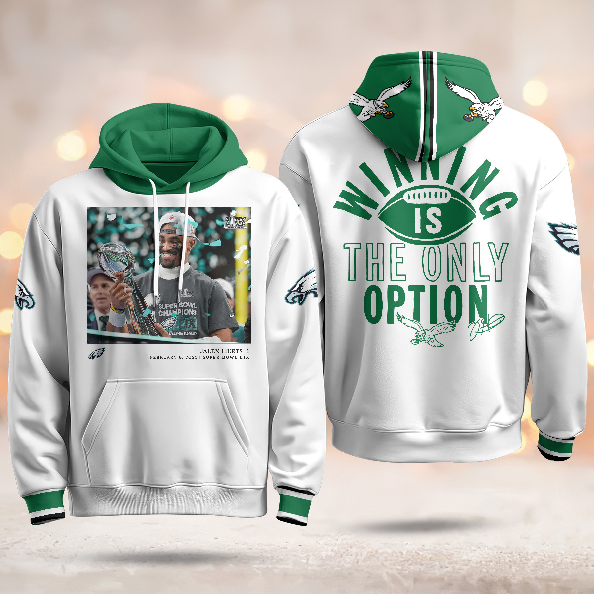 Jalen Hurts Super Bowl LIX Hoodie - Eagles Super Bowl LIX Jalen Hurts