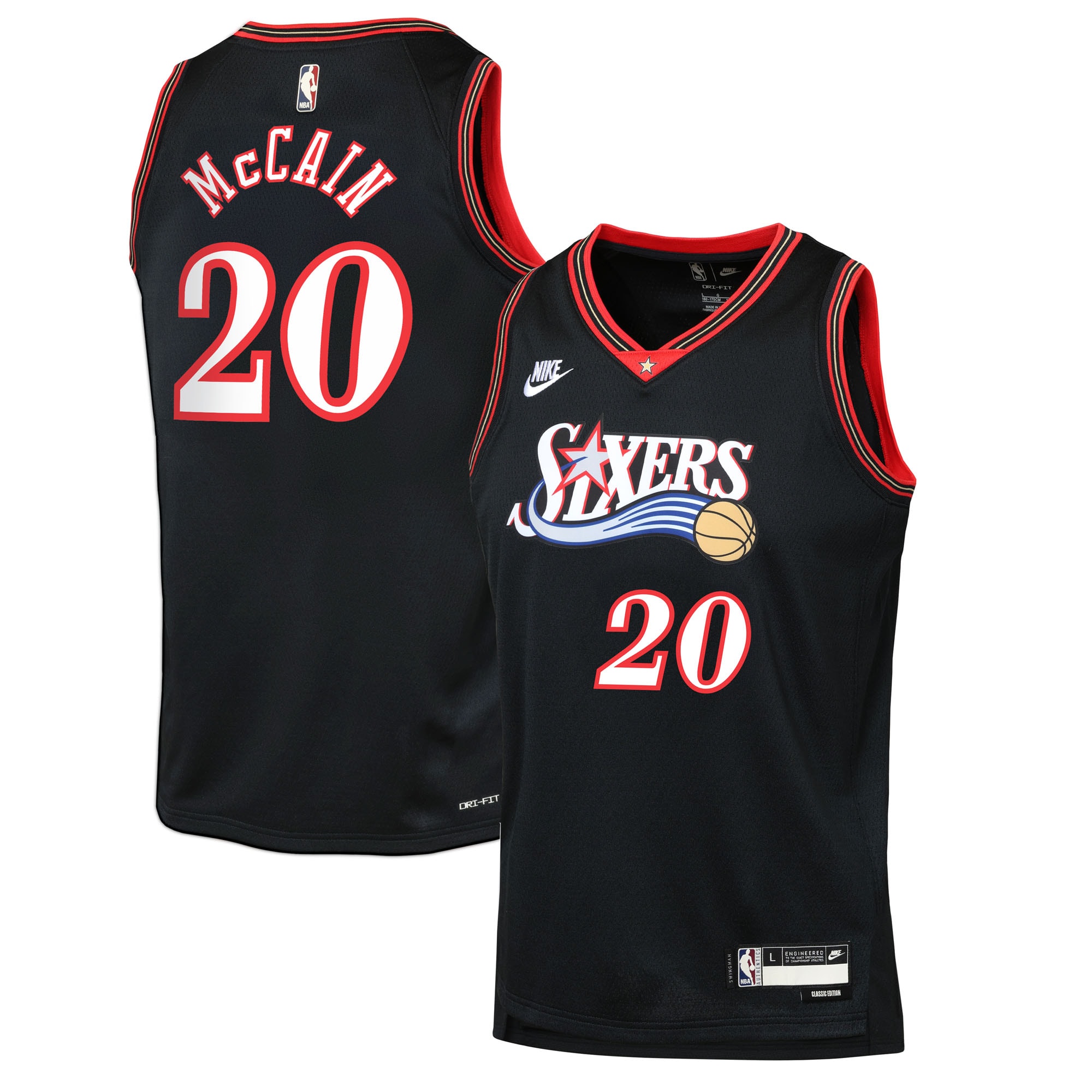 Jared McCain Philadelphia 76ers Youth Swingman Jersey - Classic Edition - Black