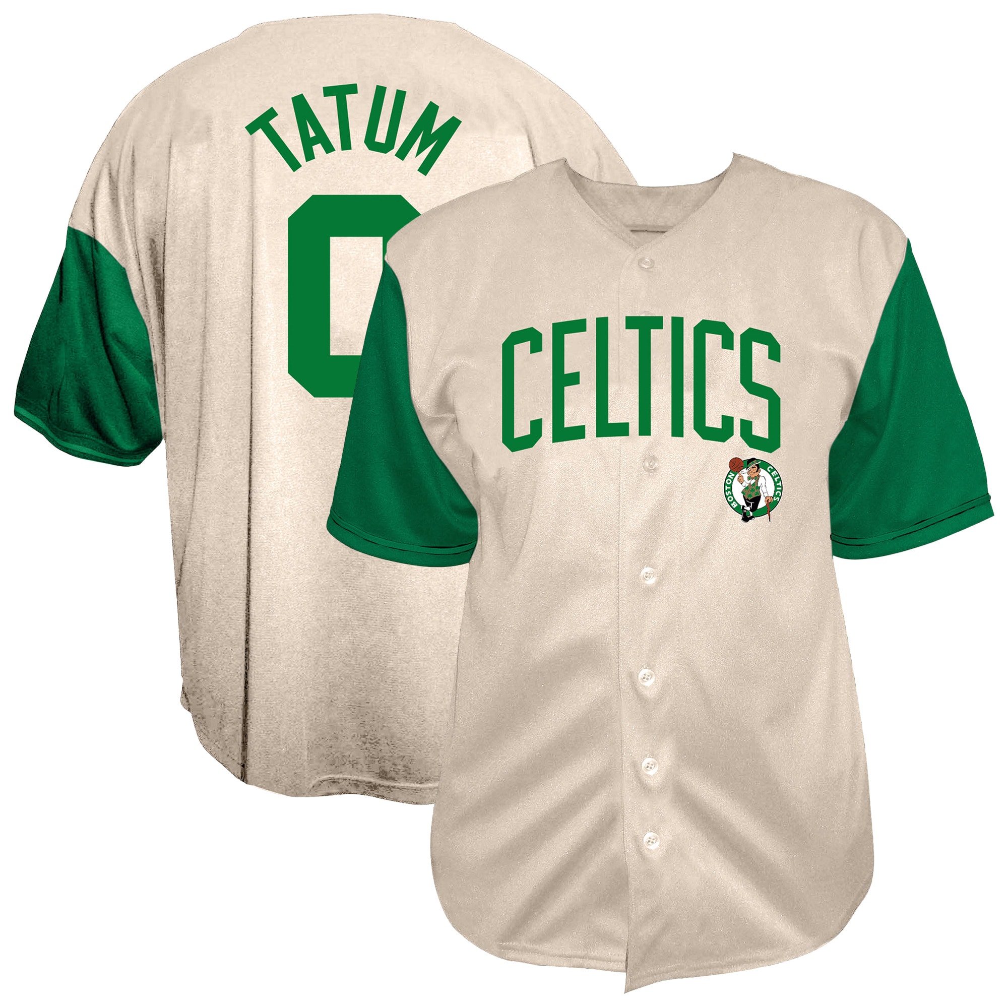 Jayson Tatum Boston Celtics Fanatics Baseball Jersey - Cream