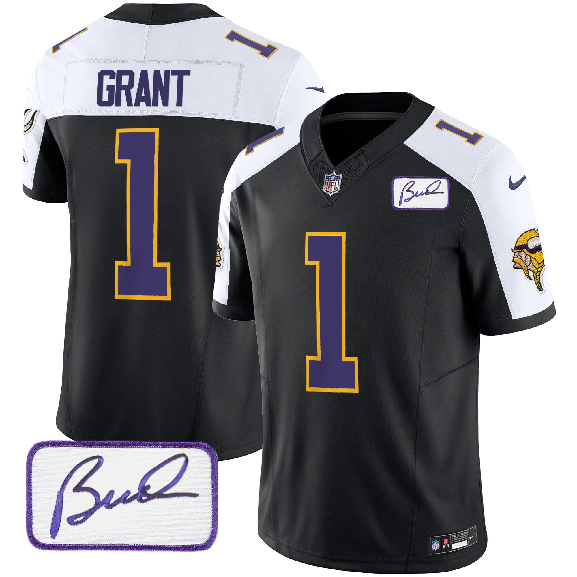 Alternative view of Jefferson Vikings Jersey - Nike - Black & Purple #18